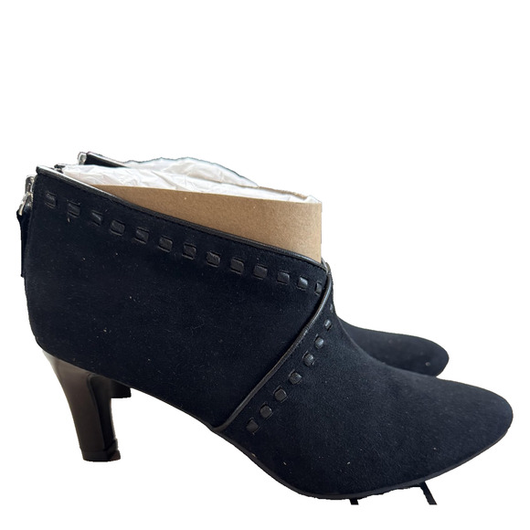 LifeStride Shoes Womens Size 5W Black Suede Booties Soft System Heels Flex Zip - Picture 5 of 10